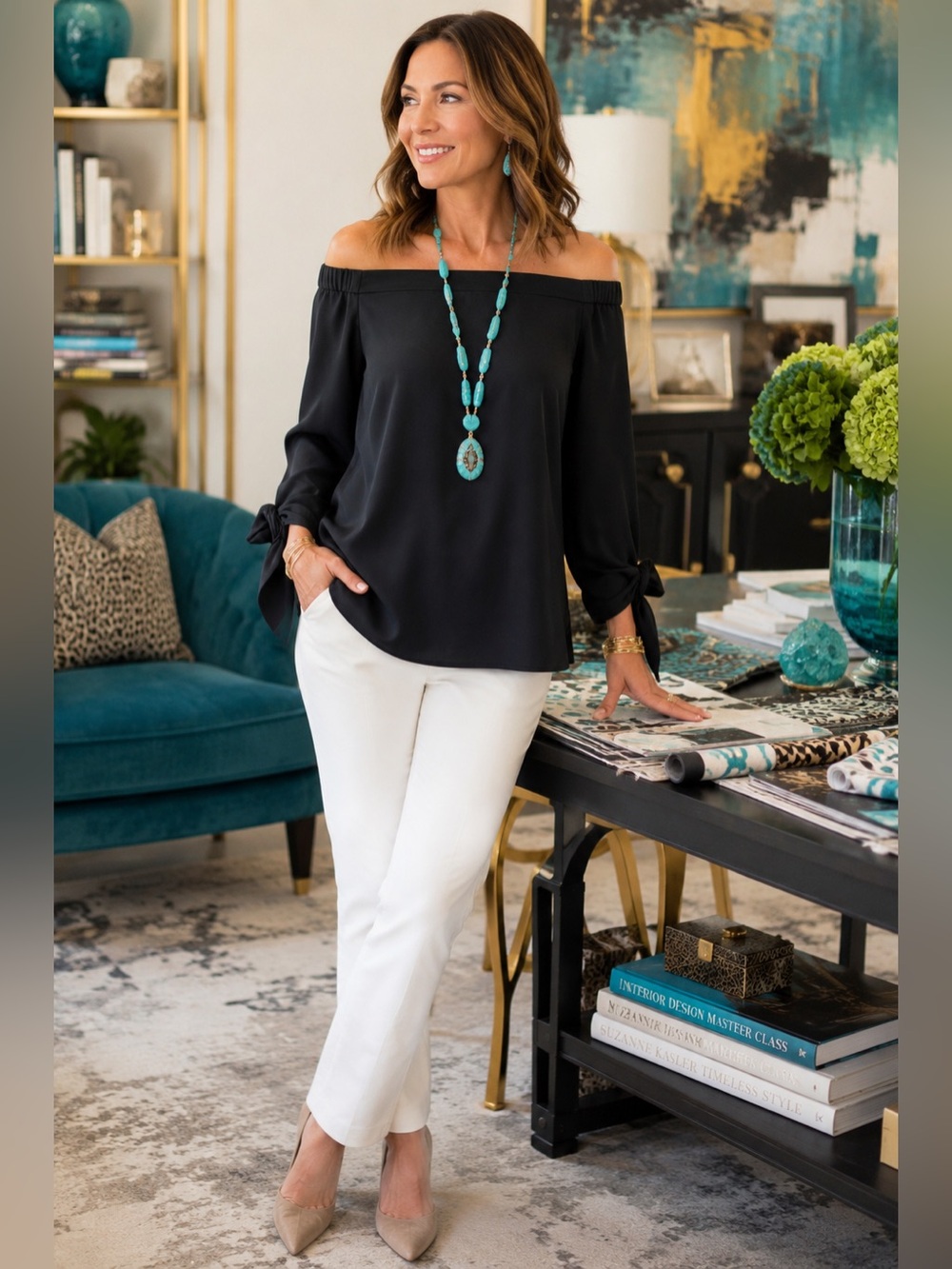 Sz 0 Tibi Black Off the Shoulder Tie Sleeves Tunic Shirt Blogger Favorite